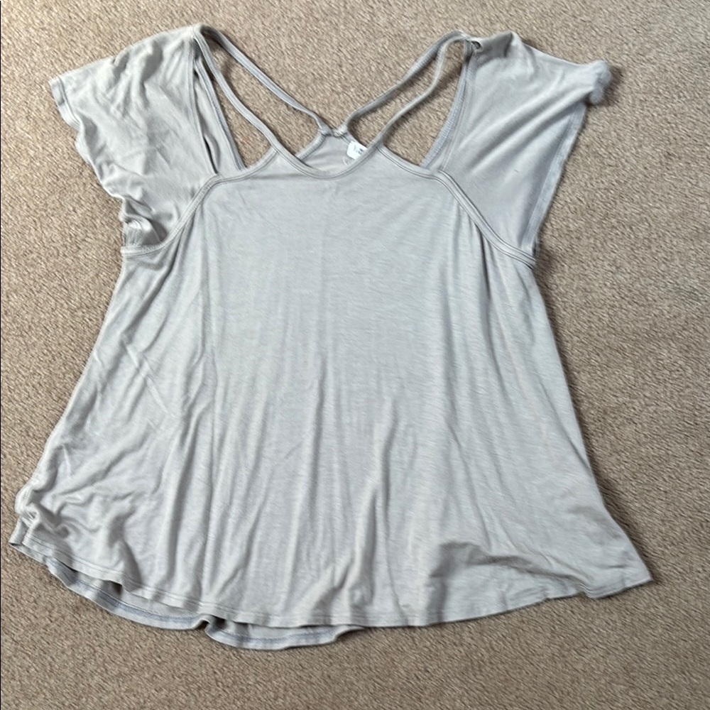 Gray Asymmetrical Cap Sleeve Blouse